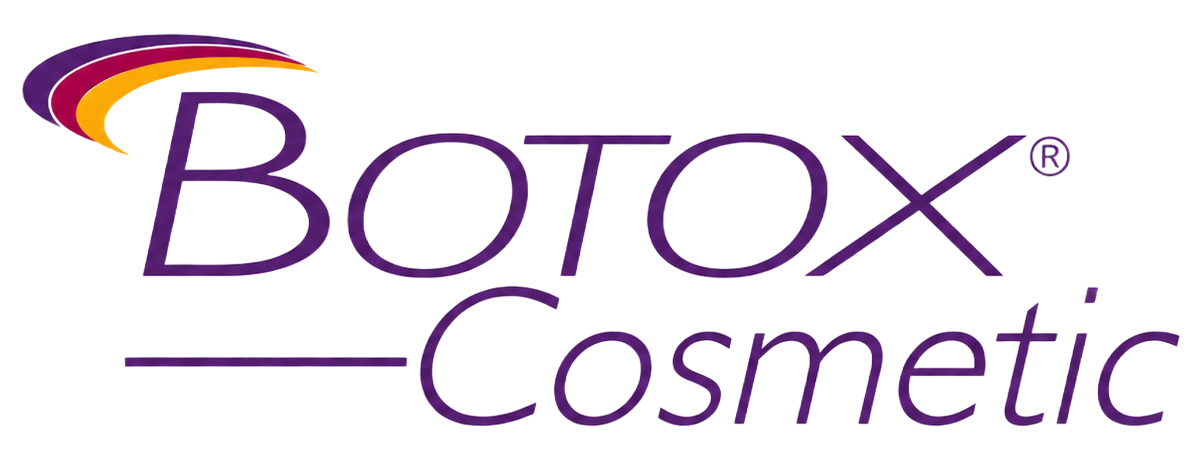 Botox Cosmetic logo in purple with a gold swoosh above the wordmark