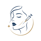 Stylized face outline with a syringe, suggesting cosmetic injection or skincare treatment logo