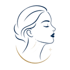 Minimal line art of a woman’s profile with closed eyes and gold accent lines