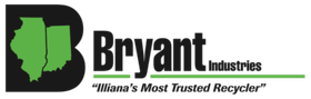 Bryant Industries Logo for Bryant Industries with a black letter B containing a green map of Illinois and Indiana, followed by the company name.