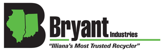 Bryant Industries Logo for Bryant Industries with a green map outline of Illinois and Indiana inside a black letter B.