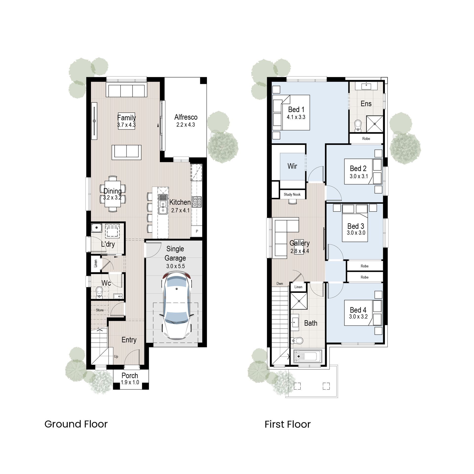 Cottage 21 - Floor plan tiles.
