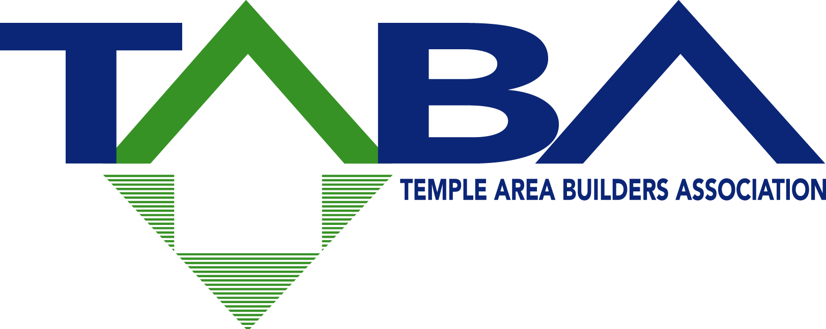 Temple Area Builders Association logo with blue and green TABA lettering