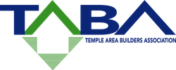 Temple Area Builders Association logo with blue and green TABA lettering