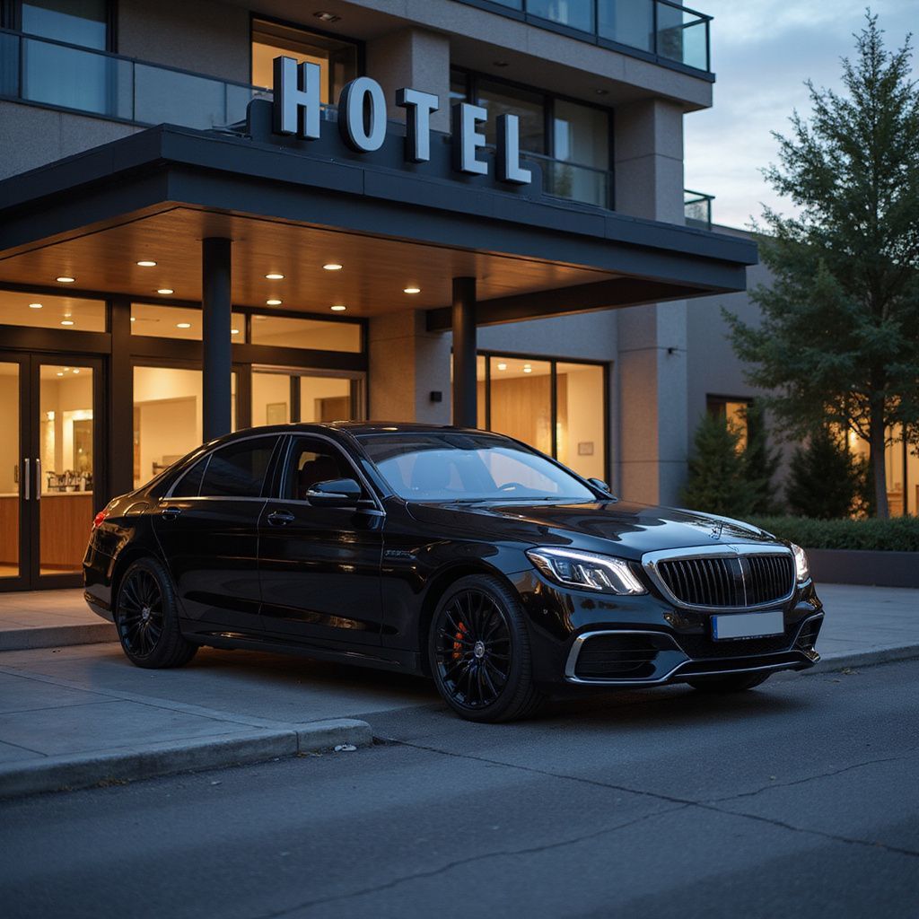 Chauffeur-driven black sedan for refined travel