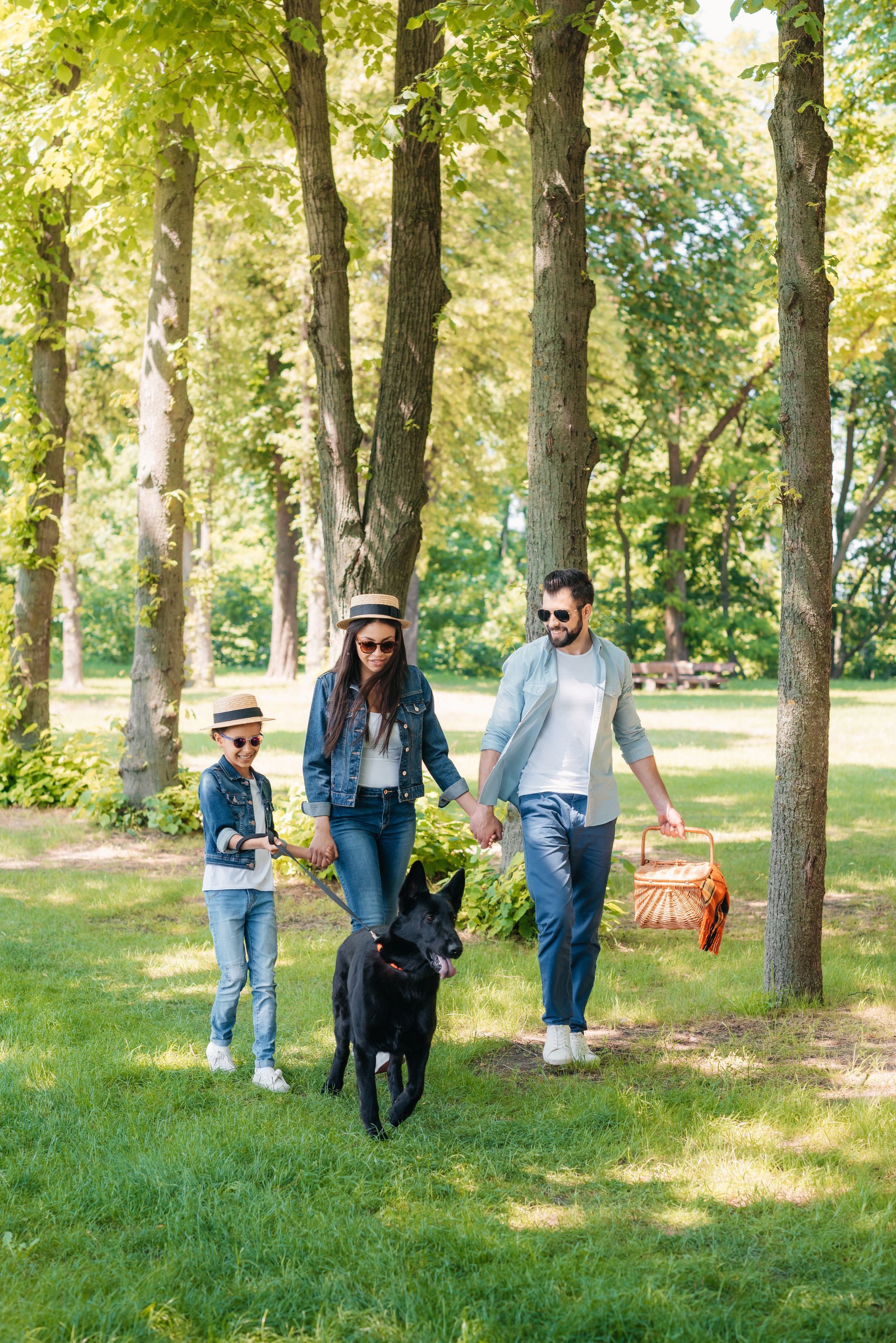 family holding dog