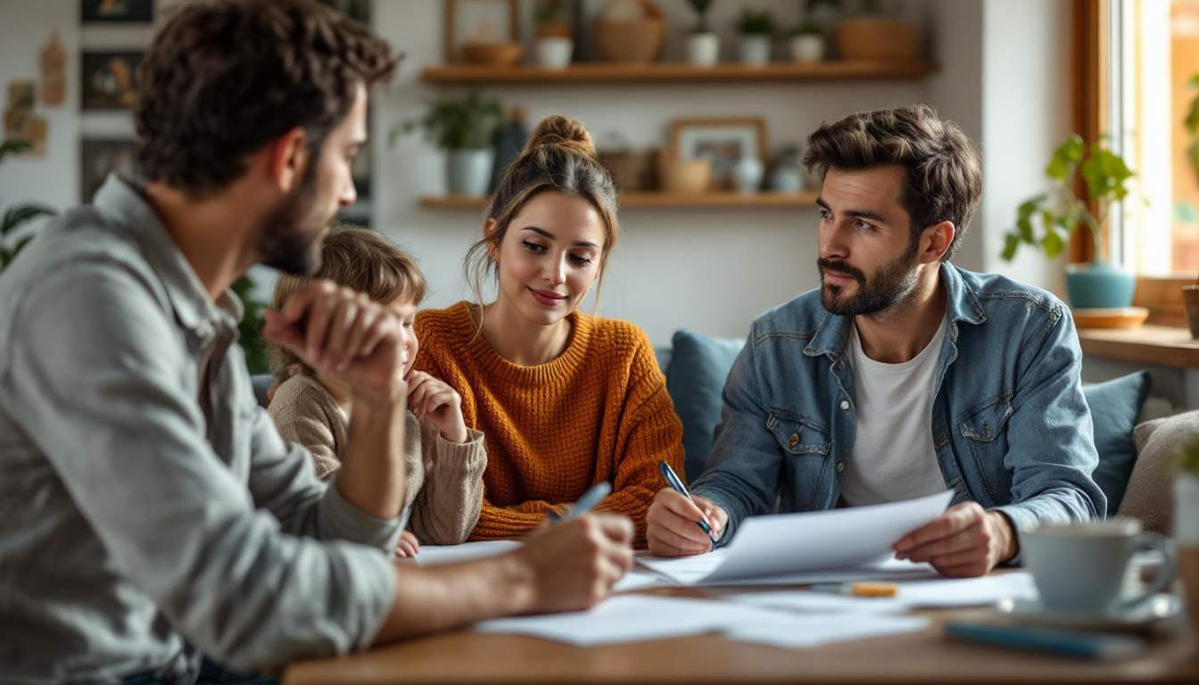 des personnes autour d'une table gérant une succession