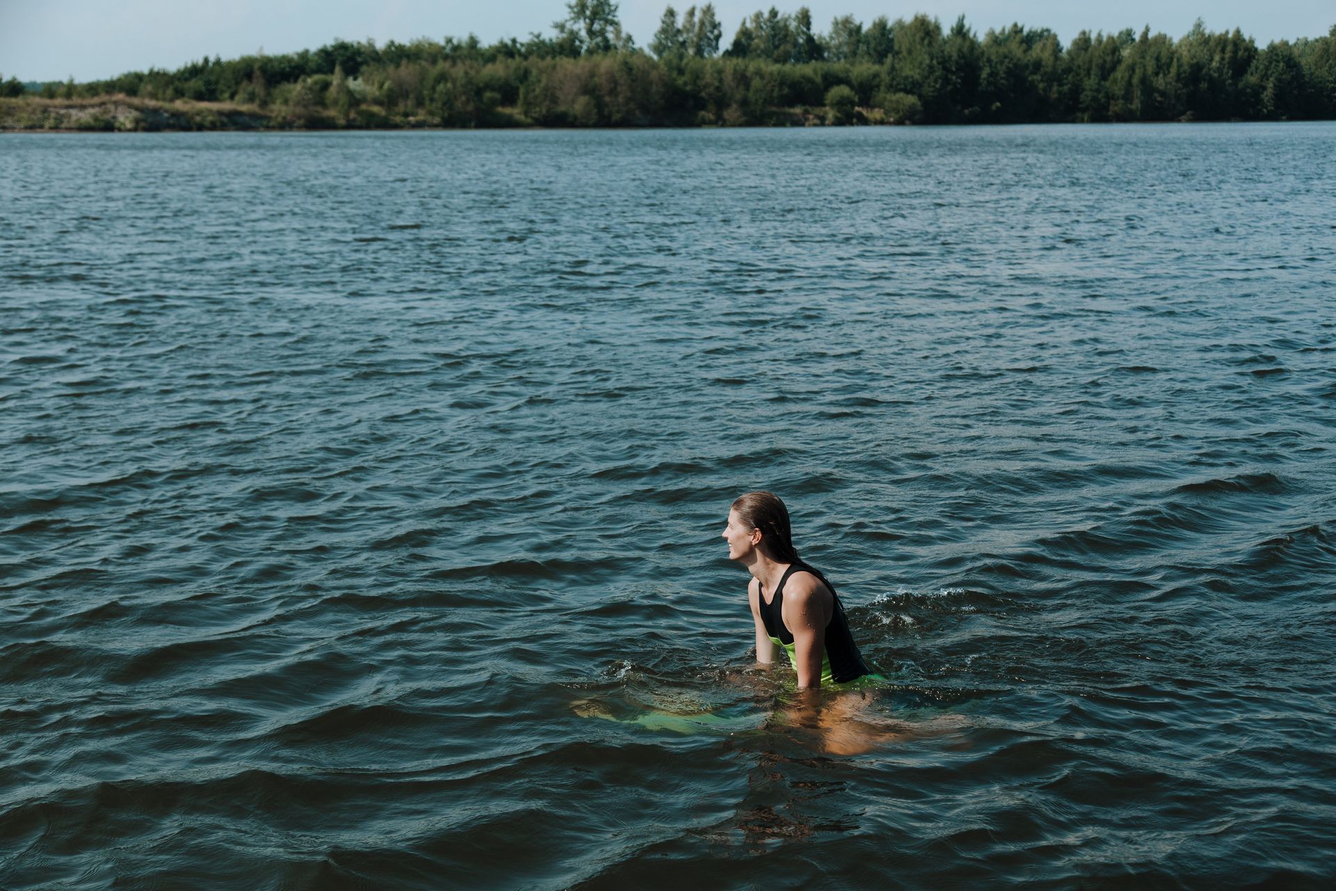 Swimming near the shoreline of Big Bear Lake