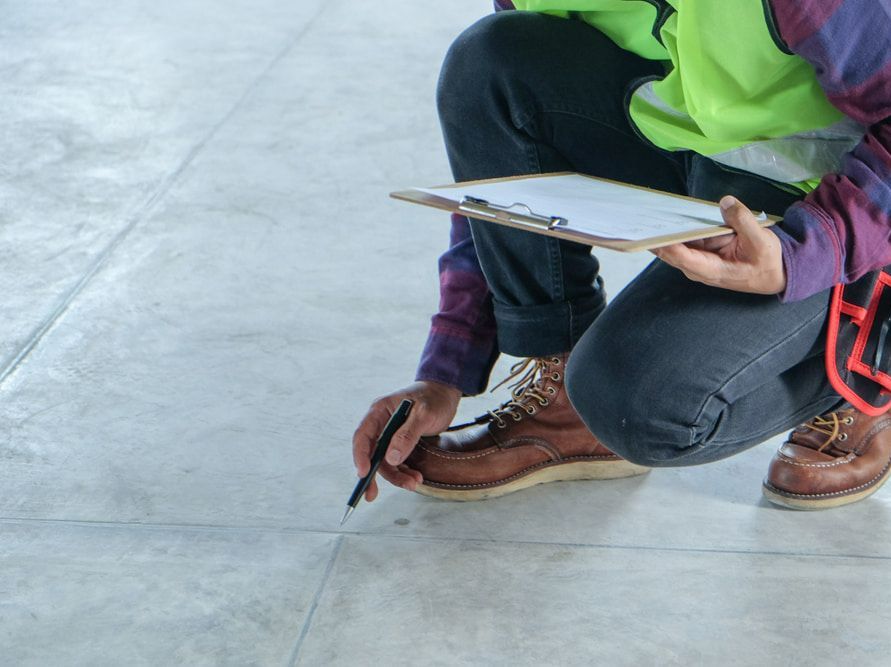 Man is Kneeling Down While Holding a Clipboard and a Pen — Happy Housekeepers in Manilla, NSW