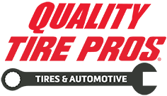 Quality Tire Pros Tires & Automotive logo with red text and a black wrench graphic