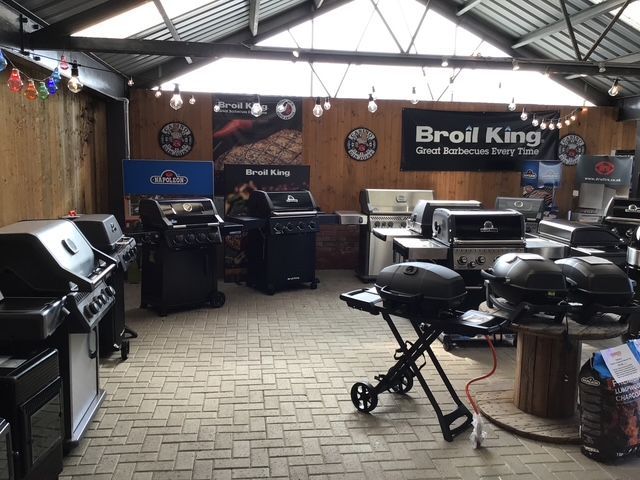 BBQs with gas and charcoal heating