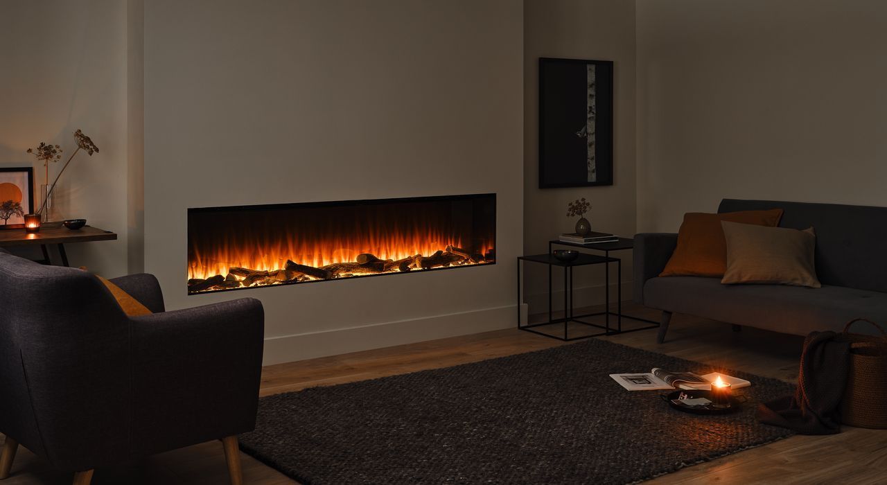 close up view of an electric fire