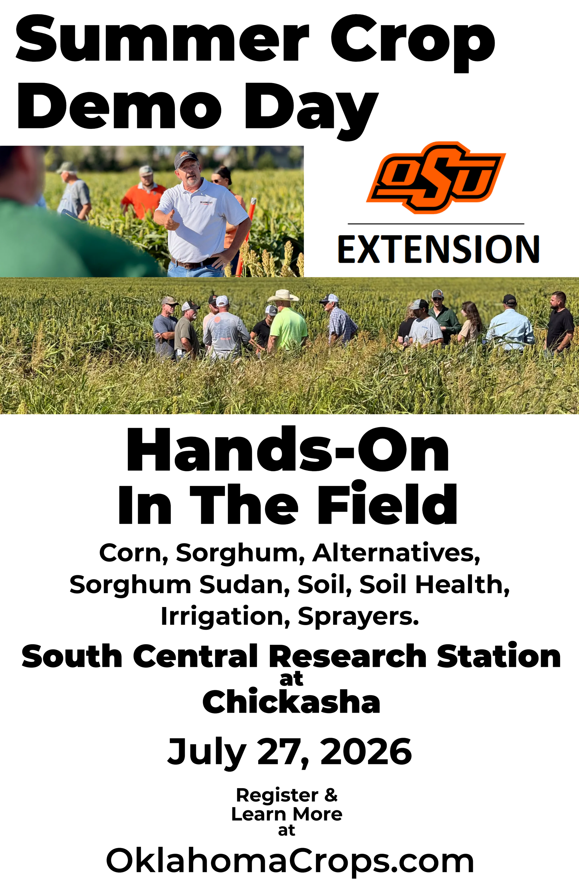 Summer Crop Demo Day and Hands-On in the Field at OSU Extension, Chickasha, July 27, 2026