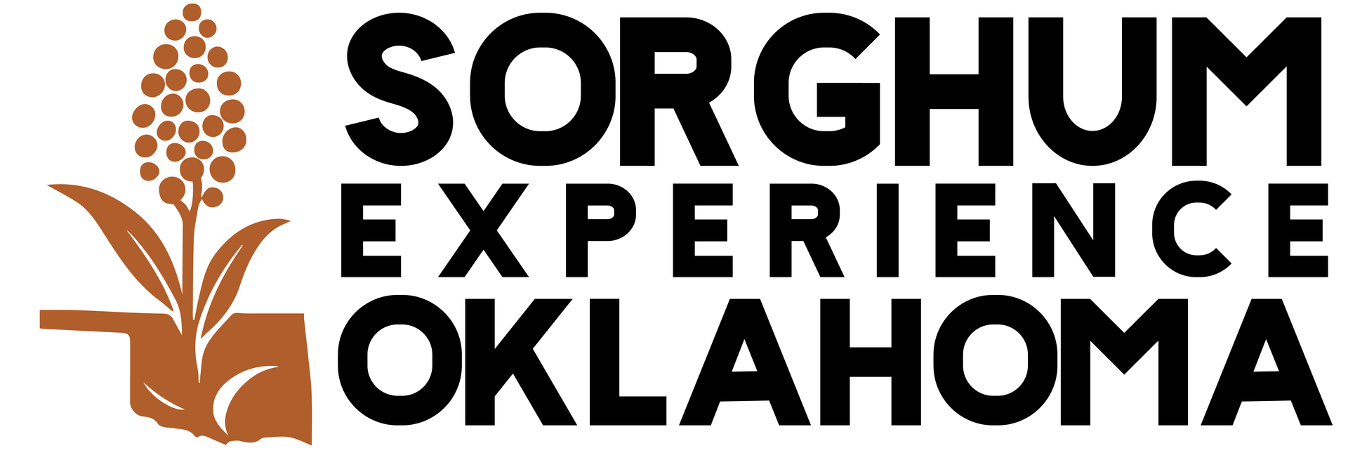 Sorghum Experience Oklahoma logo with orange sorghum plant and black text