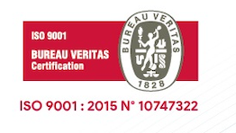 Un logo rouge et blanc pour la certification bureau veritas