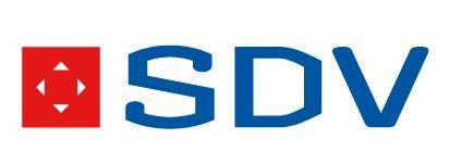 Le logo sdv est bleu et rouge sur fond blanc.
