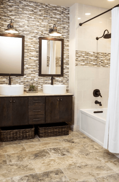Tile bathtub