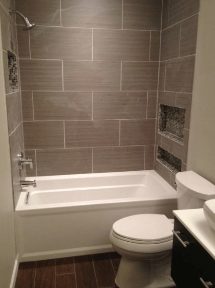 Ceramic tile installed on bathtub