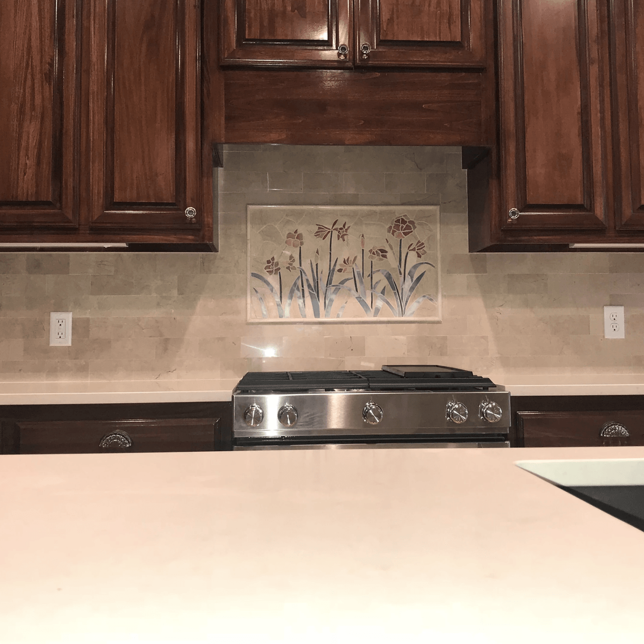 Natural stone backsplash kitchen