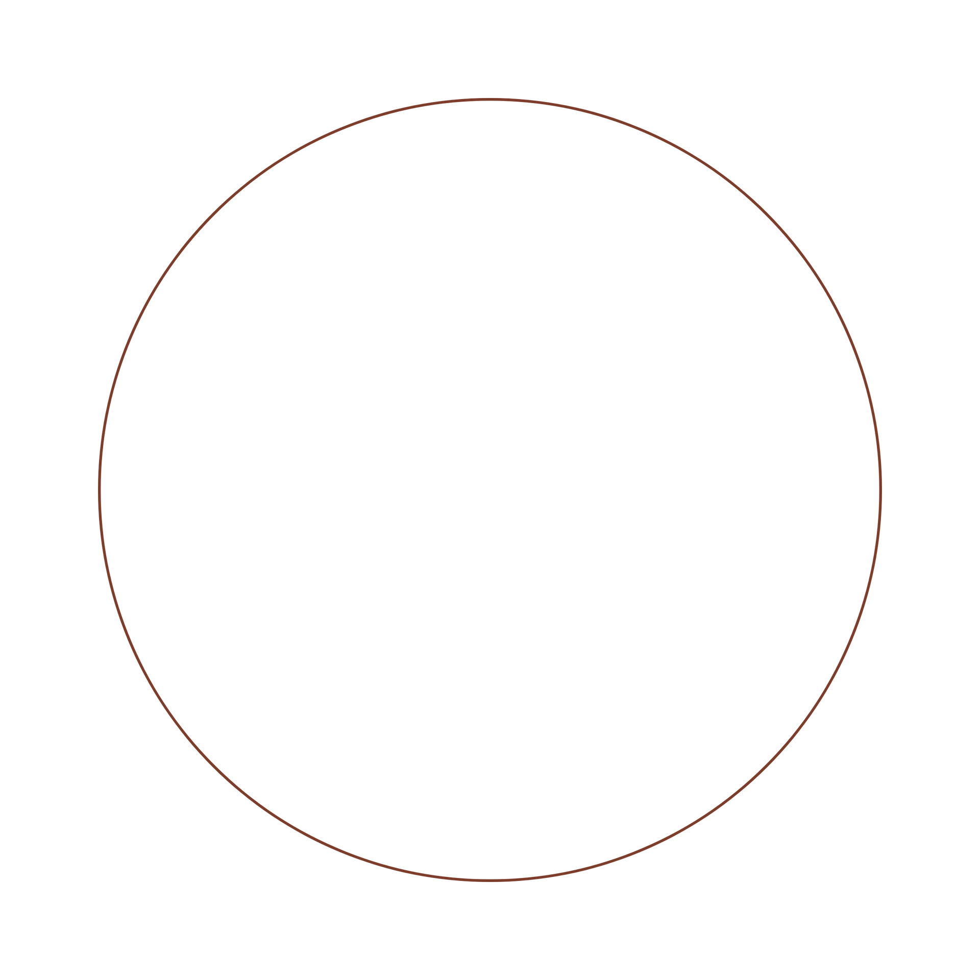 Brown-outlined circle on a white background.