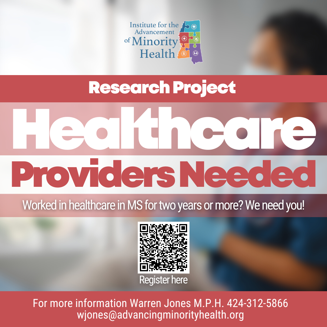 Advertisement seeking healthcare providers in Mississippi for a research project.