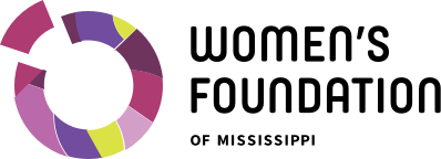 Logo for Women's Foundation of Mississippi: Circular design with various colors, text 