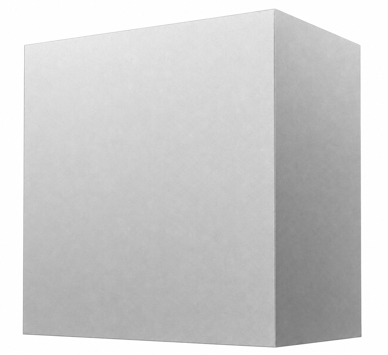 White 3D rectangular box on a plain background