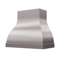 Stainless steel range hood vent on a white background