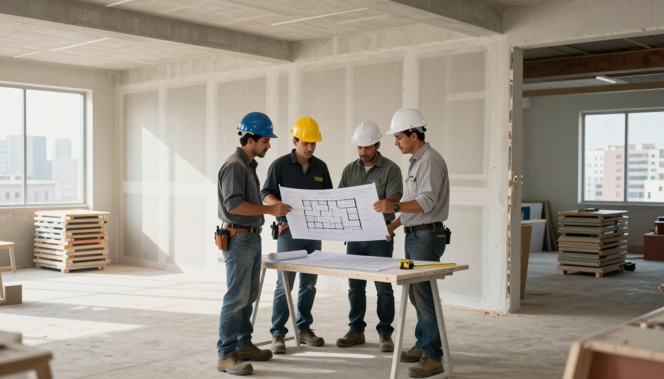 Empresa de drywall en Lima trabajando en una oficina empresarial