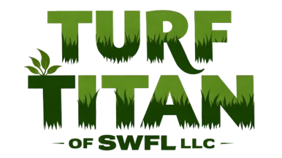 TURF TITAN logo in green with grass-like lettering and “OF SWFL LLC” beneath