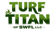 TURF TITAN logo in green with grass-like lettering and “OF SWFL LLC” beneath