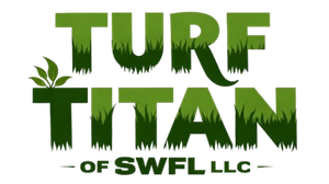 TURF TITAN logo in green with grass-like lettering and “OF SWFL LLC” beneath
