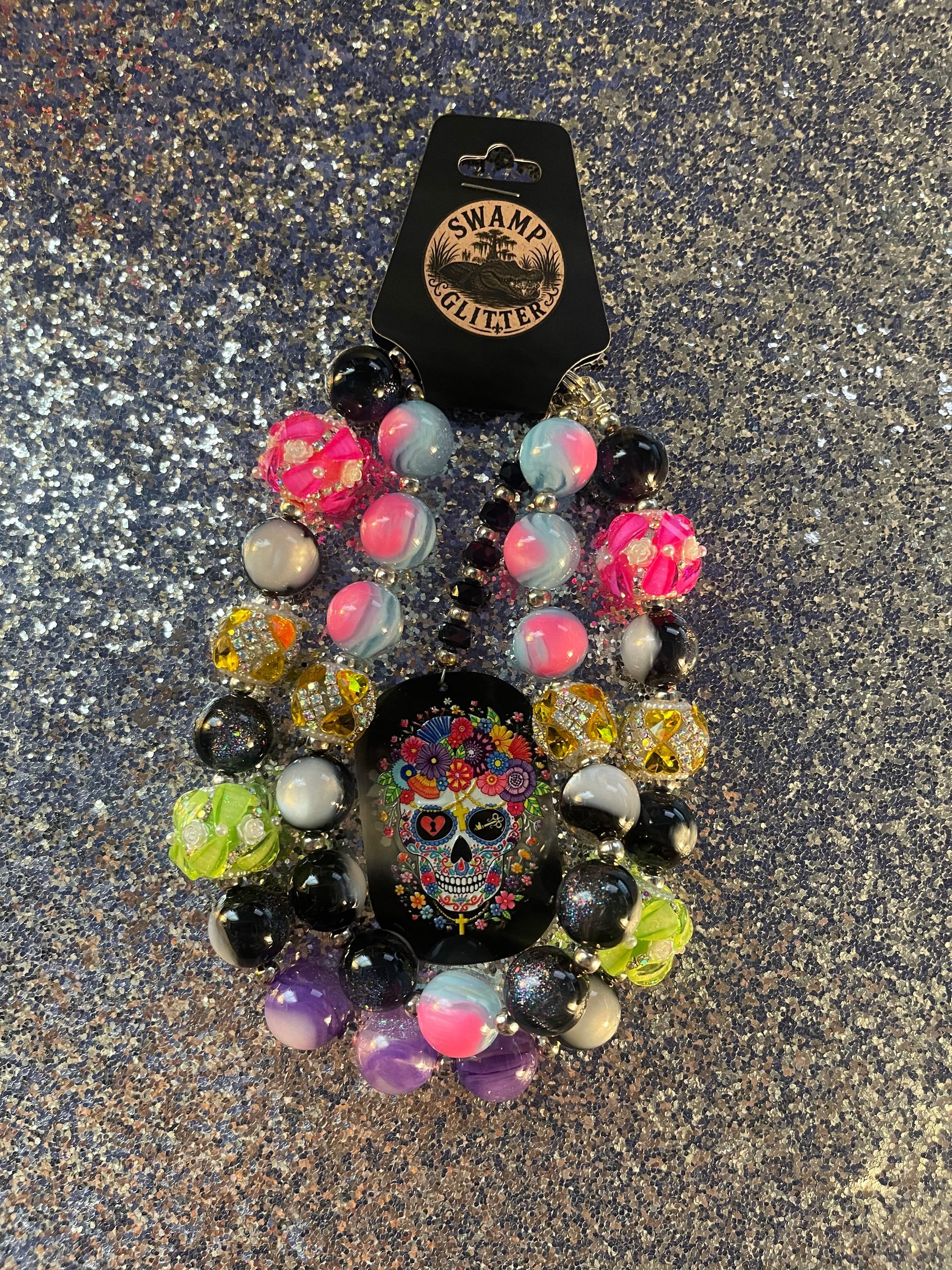 Multi color flower skull
