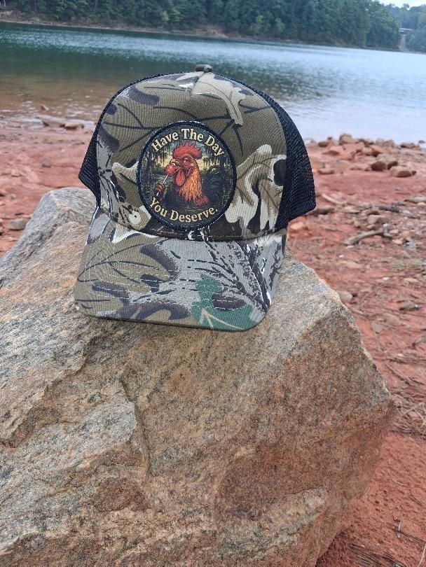 Camo patched hat
