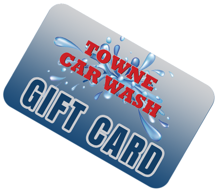 A gift card for towne car wash is shown