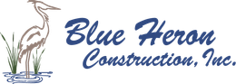 Blue Heron Construction Logo in blue color