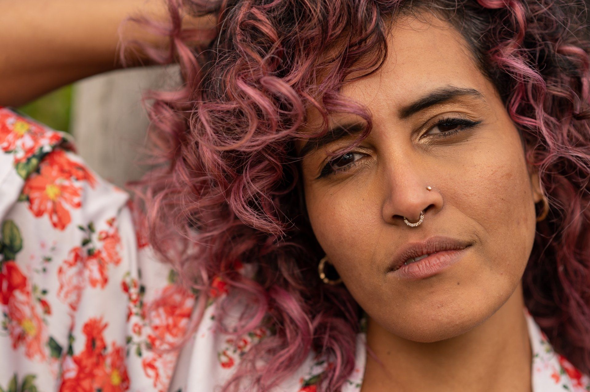 a woman with nose piercing