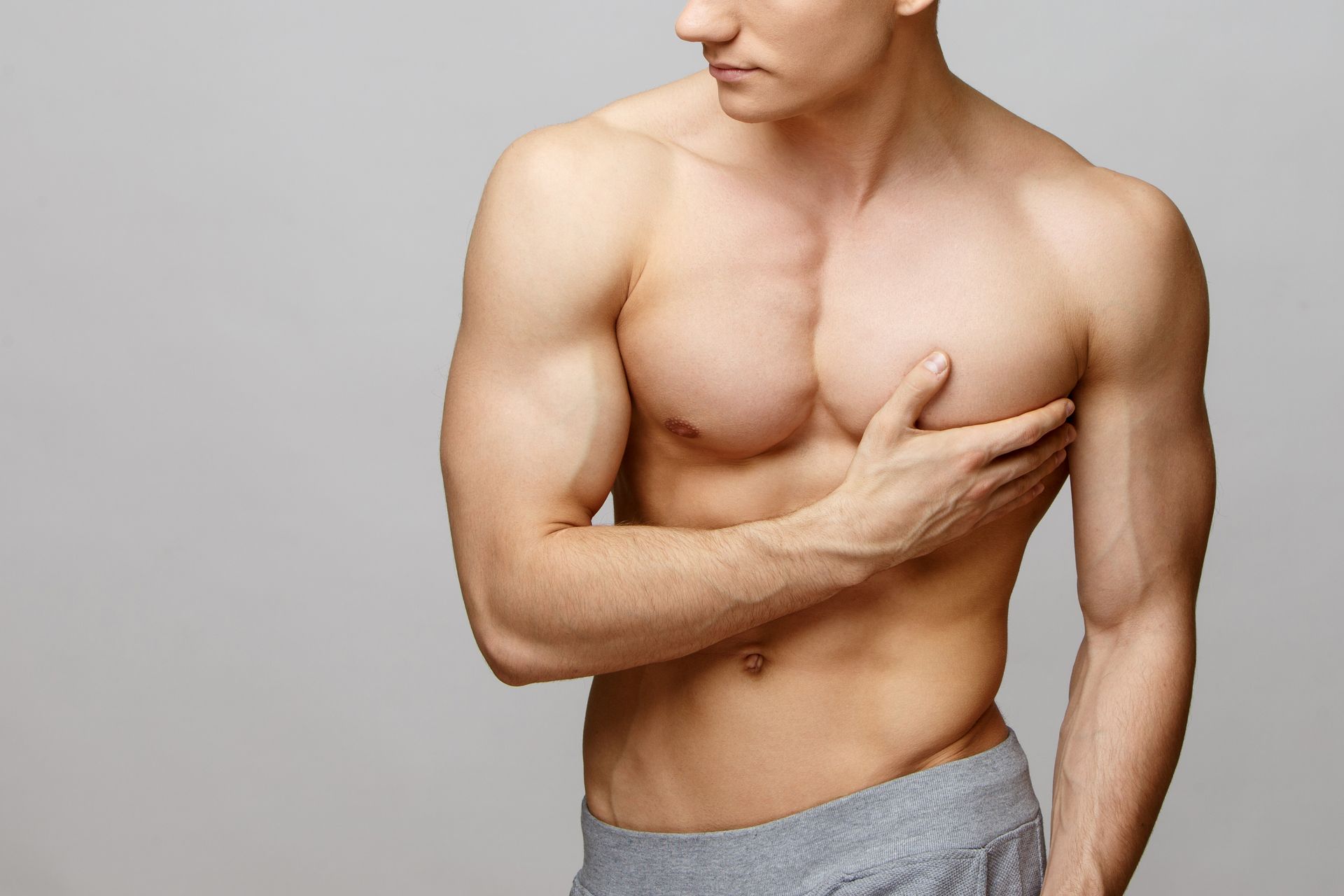 male with hairless chest