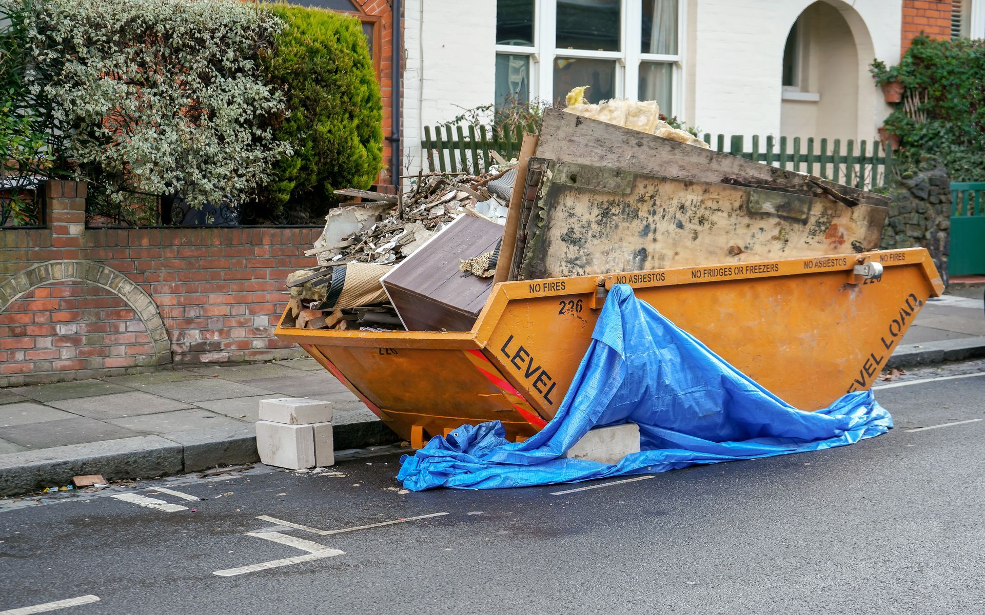 A skip bin filled with rubbish