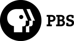 A black and white logo for pbs with a skull in a circle.