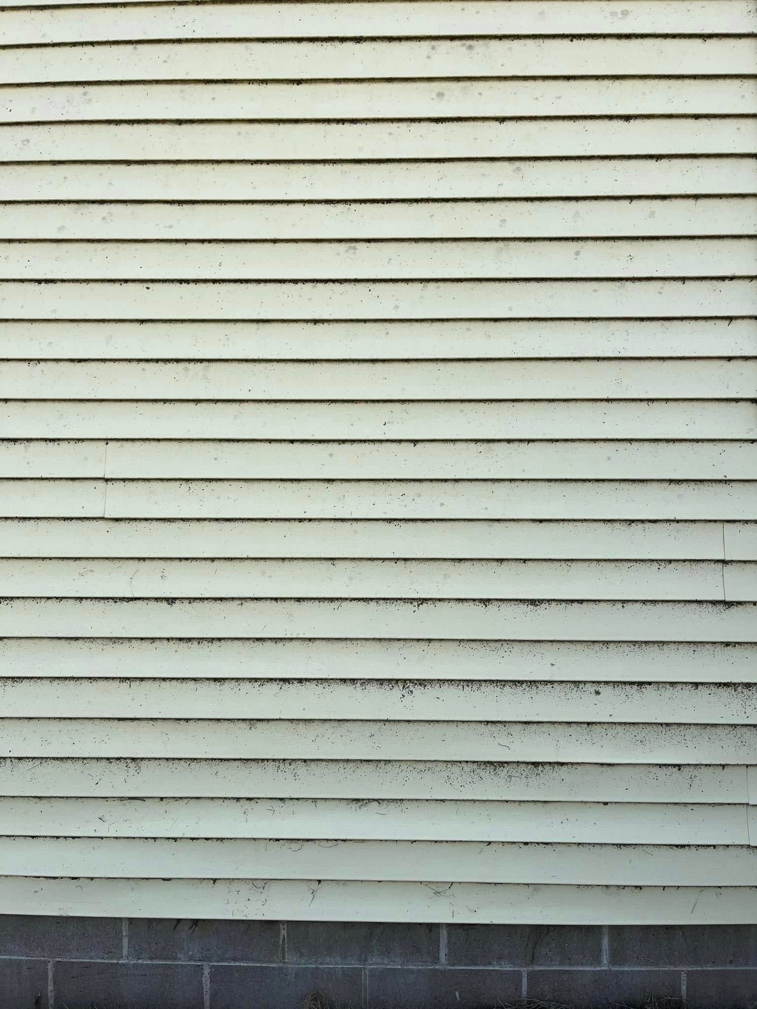 A close up of a white siding on a house.