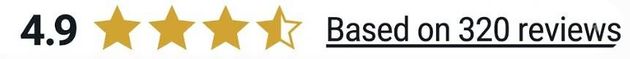 4.9-star rating with 320 reviews and four-and-a-half gold stars