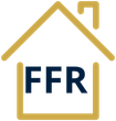 Gold house outline with navy "FFR" inside.