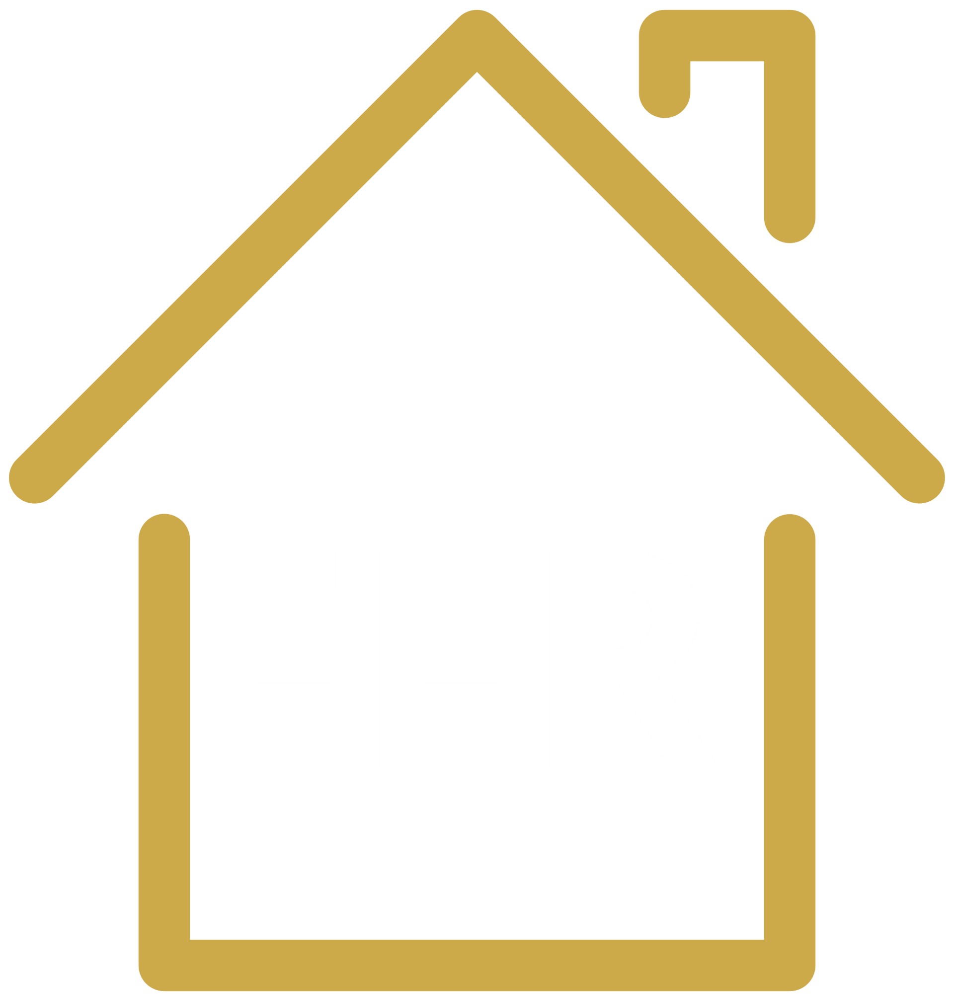 A gold icon of a house with a chimney on the roof.
