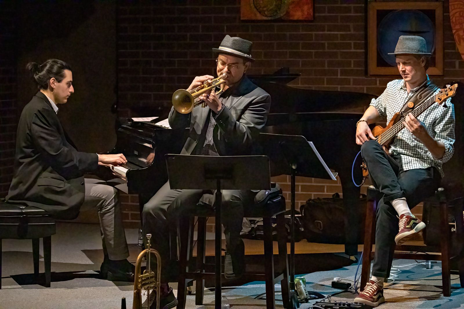 A group of people are playing instruments