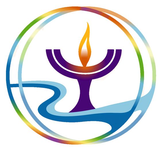purple chalice with orange flame encircled by multicolored double ring