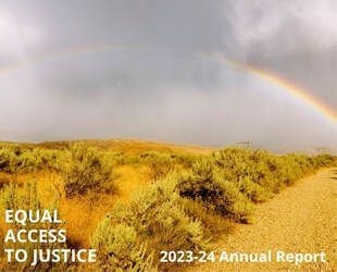 Desert landscape with a double rainbow