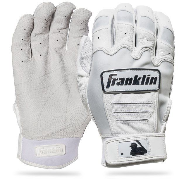 A pair of white franklin baseball batting gloves