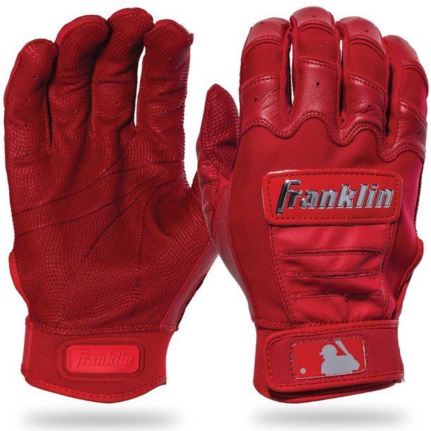 A pair of red franklin baseball batting gloves
