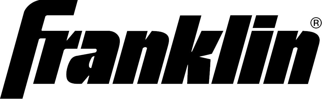 A black and white franklin logo on a white background